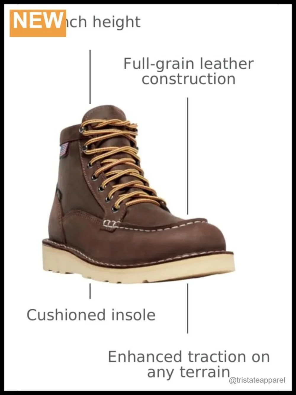 Women's Moc Toe Work Boots - Full Grain Leather, Waterproof, Non-Slip Wedge